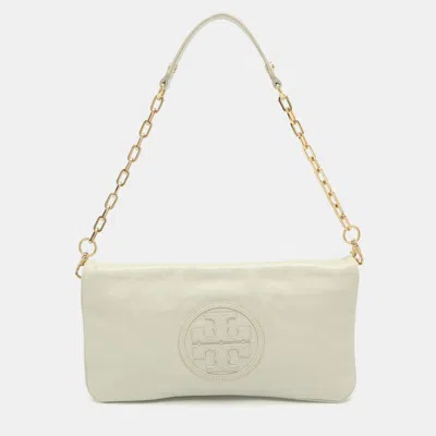 Pre-owned Tory Burch Reva White Leather Clutch