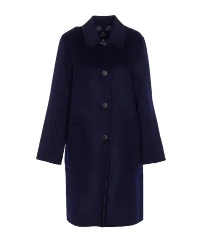 Tory Burch Reversible Buttoned Coat In Blue