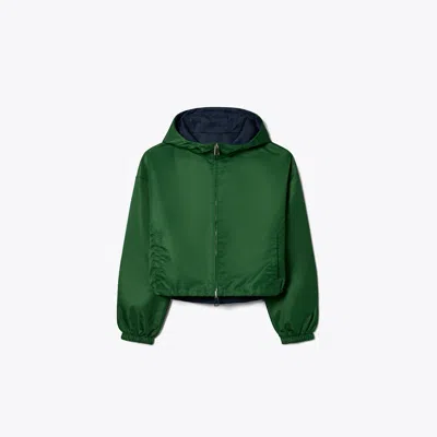 Tory Burch Reversible Cropped Nylon Jacket In Green