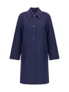 Tory Burch Jacquard Wool Coat With Monogram T In Blue