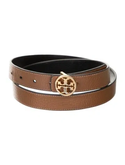 Pre-owned Tory Burch Reversible Leather Waist Belt In Black/brown