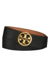 Tory Burch Reversible Logo Belt In Black/new Cuoio/gold