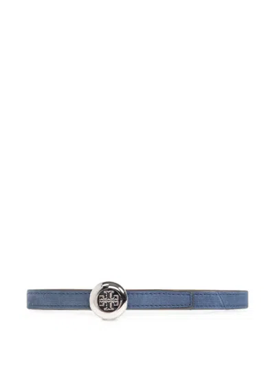 Tory Burch Reversible Logo-plaque Belt In Blue