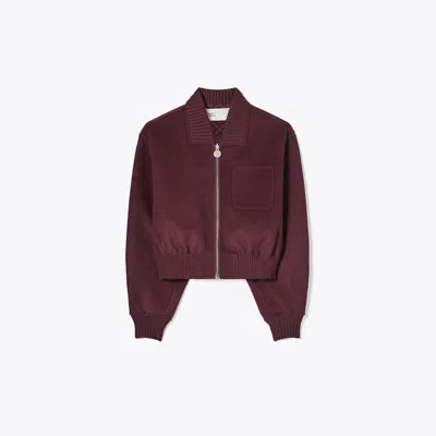 Tory Burch Reversible Wool Jacket In Burgundy