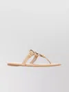 Tory Burch Miller Leather Pave Medallion Flat Thong Sandals