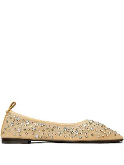 Tory Burch Rhinestone-embellished Ballet Flats In Neutral