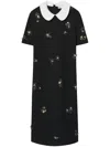 Tory Burch Embellished Poplin Collar Sweater Dress In Schwarz