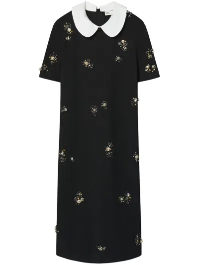 TORY BURCH RHINESTONE-EMBELLISHED SWEATER DRESS