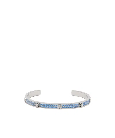 Tory Burch Rhinestone-embellished Logo Bracelet In Orange