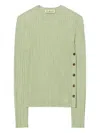 Tory Burch Ribbed Button-detail Top In Green