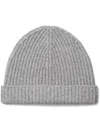 Tory Burch Ribbed Knit Cashmere Beanie In Grey