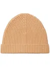 Tory Burch Ribbed Knit Cashmere Beanie In Neutrals