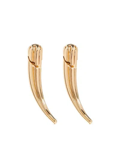 Tory Burch Ribbed Claw Earrings In Brown