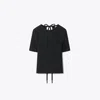 Tory Burch Ribbed Tie-back Pullover In Black