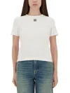 Tory Burch Cotton Rib Logo Tee In White