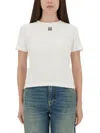 Tory Burch Cotton Rib Logo Tee In White