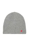 Tory Burch Ribbed Flower-detail Beanie Hat In Gray