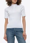Tory Burch Ribbed High-neck Top In White