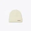 Tory Burch Ribbed Knit Beanie In White