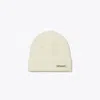 Tory Burch Ribbed Knit Beanie In White
