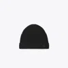 Tory Burch Logo Embroidered Ribbed Cashmere Beanie In Black