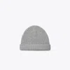 Tory Burch Ribbed Knit Cashmere Beanie In Gray