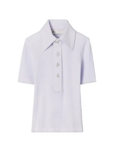 Tory Burch Ribbed Polo Shirt In Yellow