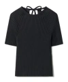 Tory Burch Ribbed Tie-back Pullover In Black