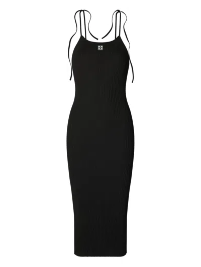 Tory Burch Ribbed Spaghetti-strap Midi Dress In Black