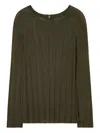 Tory Burch Ribbed Sweater In Green
