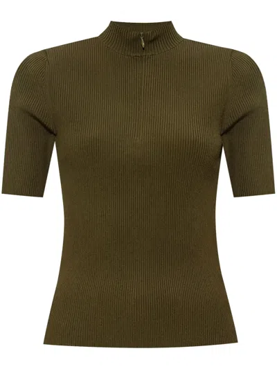 Tory Burch Ribbed T-shirt In Green