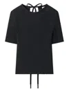 Tory Burch Ribbed Tie-back Pullover In Black
