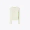 Tory Burch Ribbed Viscose Henley In New Ivory