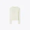 Tory Burch Ivory Ribbed Viscose Sweater In White
