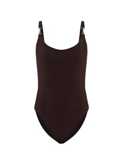 Tory Burch Ring-detail Swimsuit In Brown