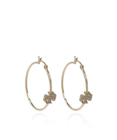 Tory Burch Eleanor Pavé Logo Hoop Earrings In Gold