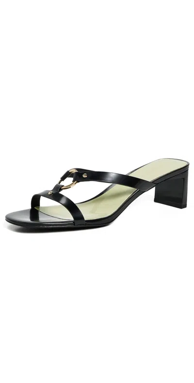 TORY BURCH RING HEEL SANDALS PERFECT BLACK/MINT GREEN/GOLD