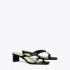 Tory Burch Ring Hardware Slide Sandal In Perfect Black/mint Green/gold