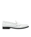 Tory Burch Logo Plaque Studded Classic Lug Loafers In White