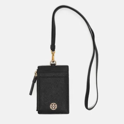 Pre-owned Tory Burch Robinson Black Leather Lanyard