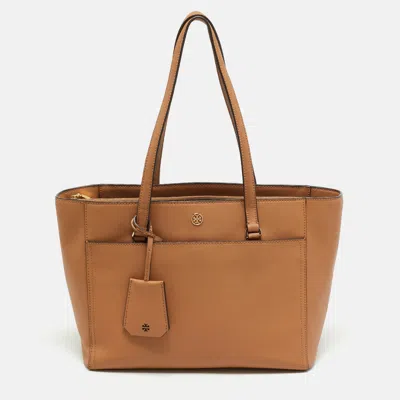 Pre-owned Tory Burch Robinson Brown Saffiano Leather Tote
