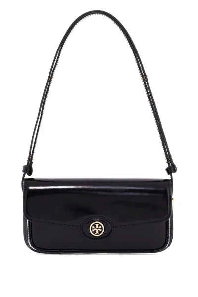 Tory Burch 'robinson Brushed Leather Shoulder Bag' In Black