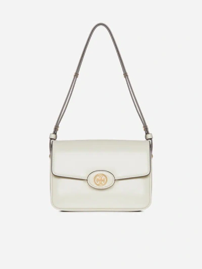 Tory Burch Robinson Spazzolato Shoulder Bag In Shea Butter