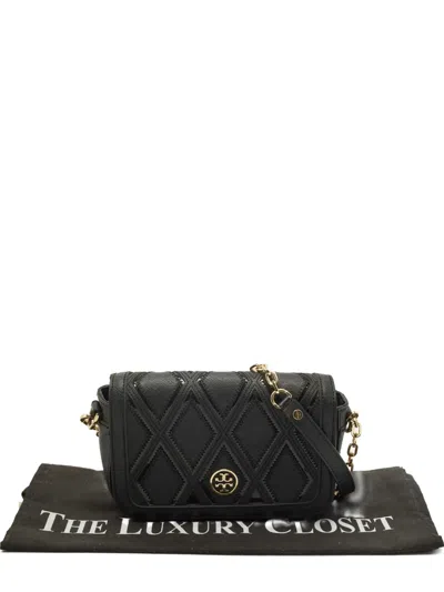 Pre-owned Tory Burch Robinson Chain Shoulder Bag In Black