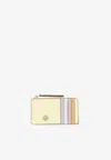 Tory Burch Robinson Colorblocked Zip Wallet In Yellow