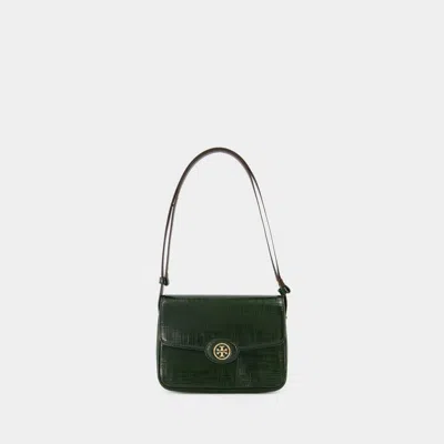Tory Burch Robinson Embossed Leather Convertible Shoulder Bag In Green