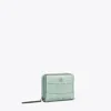 Tory Burch Robinson Croc-embossed Bi-fold Wallet In Blue Celadon