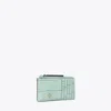 Tory Burch Robinson Croc-embossed Zip-top Card Case In Blue Celadon