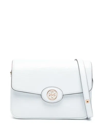 Tory Burch Robinson Crosshatched Crossbody Bags In Ice Blue