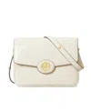 Tory Burch Robinson Convertible Patent Shoulder Bag In White